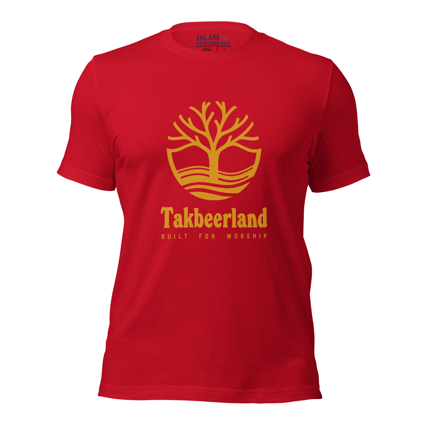 ADULT T-Shirt - TAKBEERLAND FULL LOGO (Centered/Large) - Gold