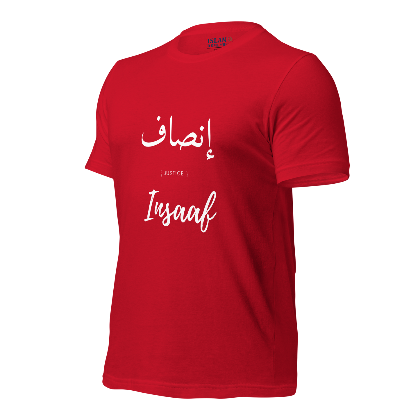 ADULT  T-Shirt - INSAAF (JUSTICE) Arabic/English - White