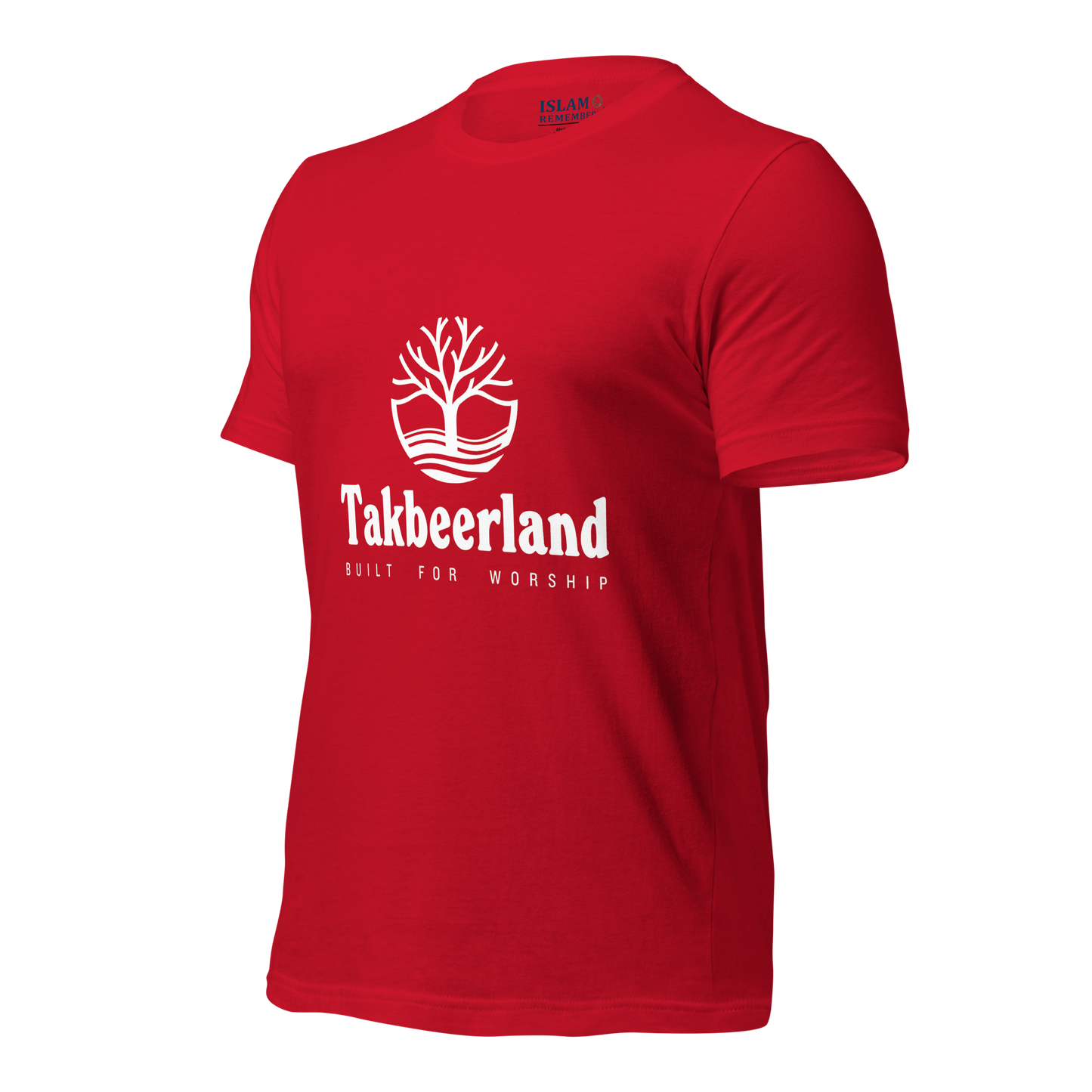 ADULT T-Shirt - TAKBEERLAND FULL LOGO (Centered/Medium) - White