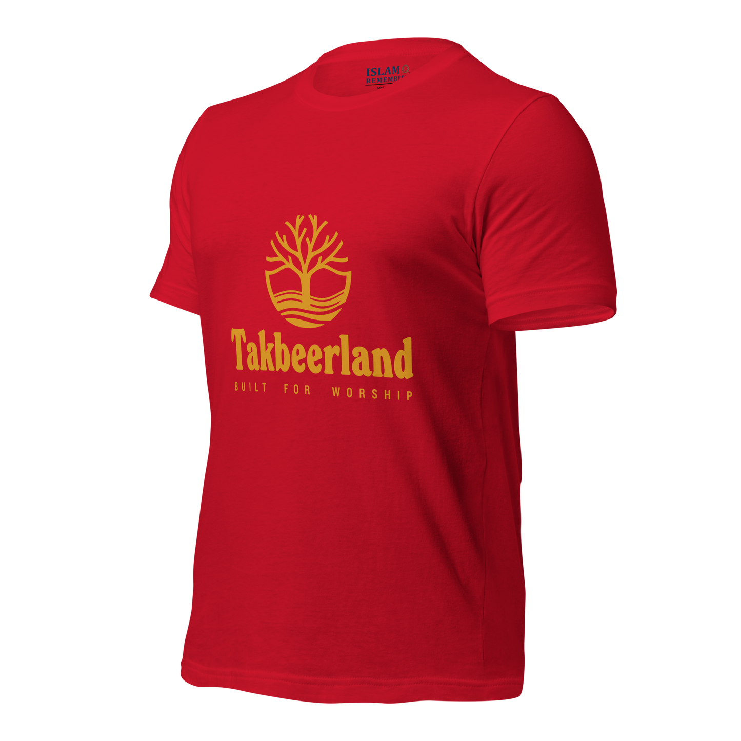 ADULT T-Shirt - TAKBEERLAND FULL LOGO (Centered/Medium) - Gold