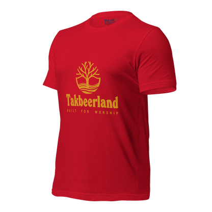 ADULT T-Shirt - TAKBEERLAND FULL LOGO (Centered/Medium) - Gold