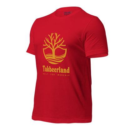 ADULT T-Shirt - TAKBEERLAND FULL LOGO (Centered/Large) - Gold