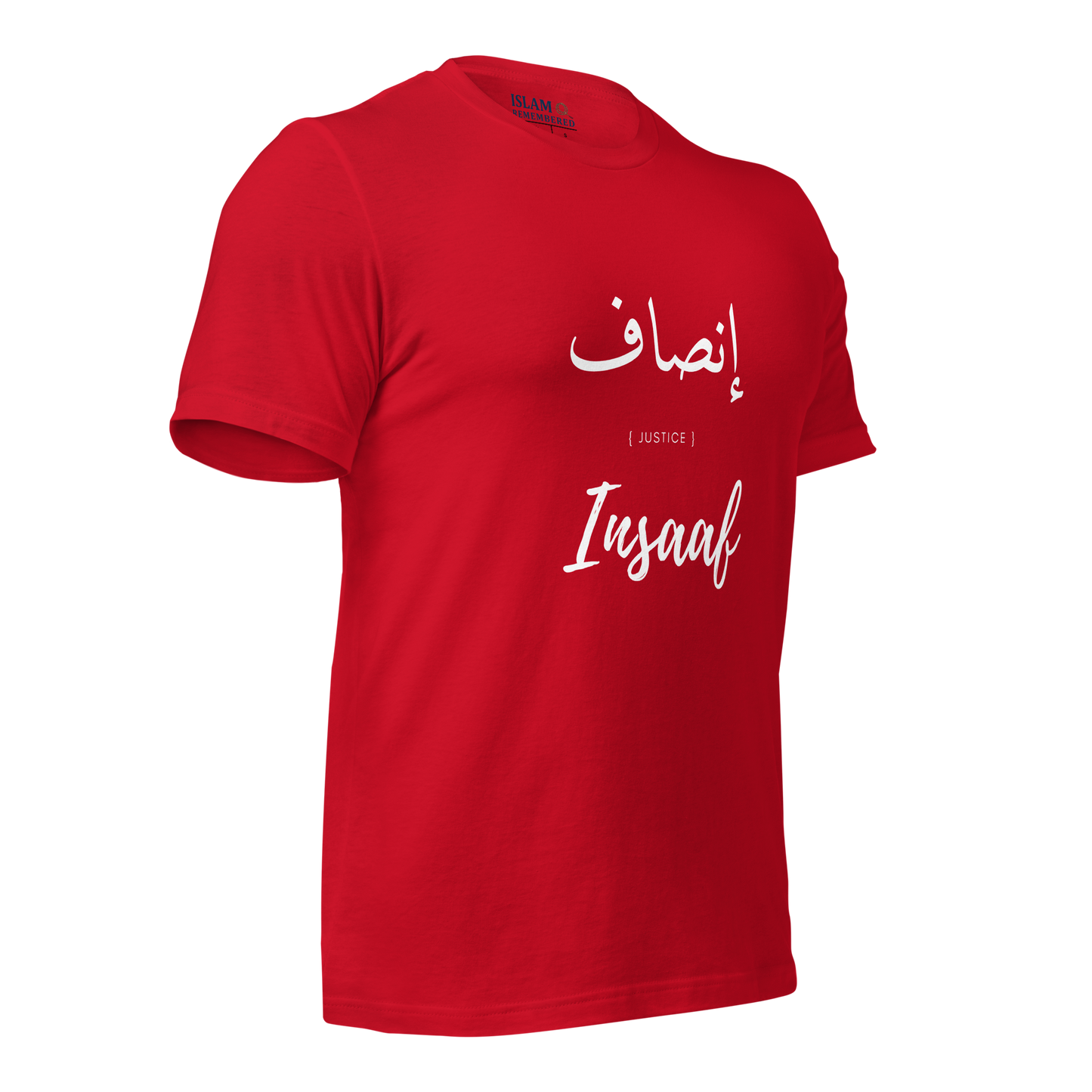 ADULT  T-Shirt - INSAAF (JUSTICE) Arabic/English - White