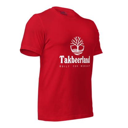 ADULT T-Shirt - TAKBEERLAND FULL LOGO (Centered/Medium) - White