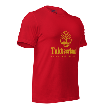 ADULT T-Shirt - TAKBEERLAND FULL LOGO (Centered/Medium) - Gold