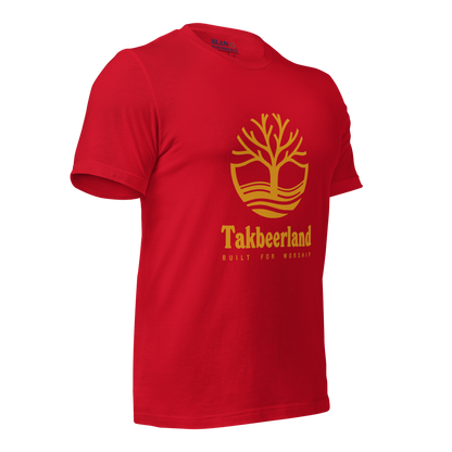 ADULT T-Shirt - TAKBEERLAND FULL LOGO (Centered/Large) - Gold