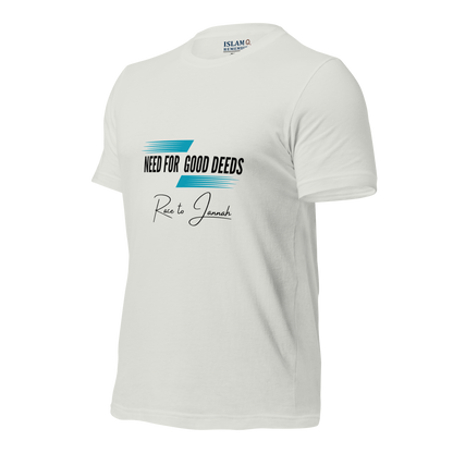 ADULT T-Shirt - NEED FOR GOOD DEEDS - Black/Light Blue