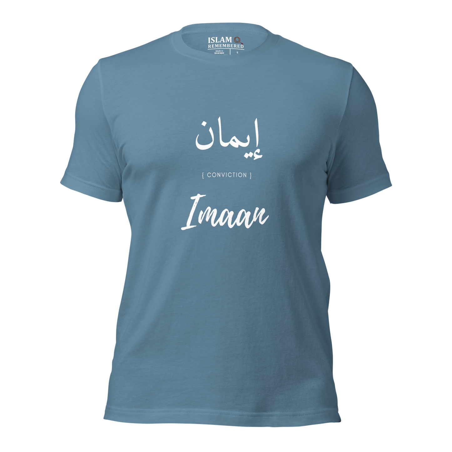 ADULT T-Shirt - IMAAN (CONVICTION) Arabic/English - White