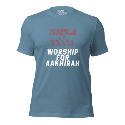 ADULT T-Shirt - HUSTLE & WORSHIP - Red/White