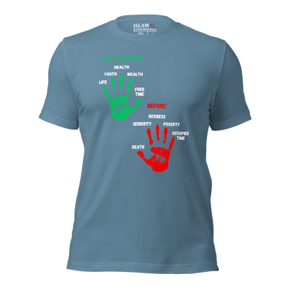 ADULT T-Shirt - ADVANTAGE BEFORE - Green/Red/White