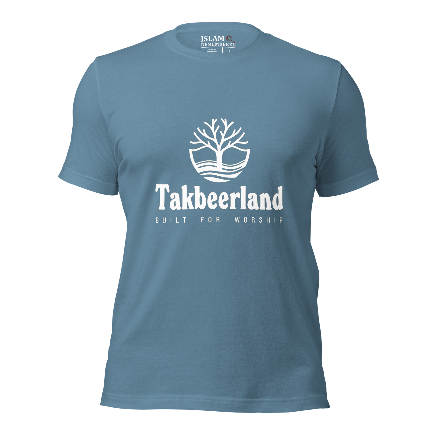 ADULT T-Shirt - TAKBEERLAND FULL LOGO (Centered/Medium) - White