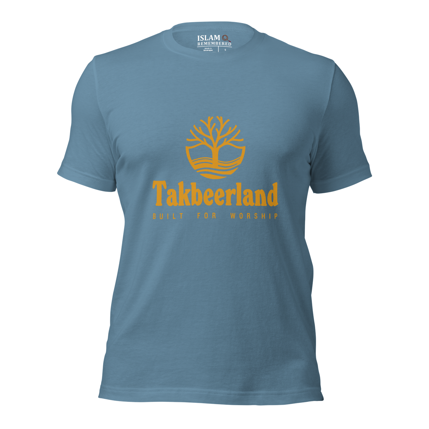 ADULT T-Shirt - TAKBEERLAND FULL LOGO (Centered/Medium) - Gold