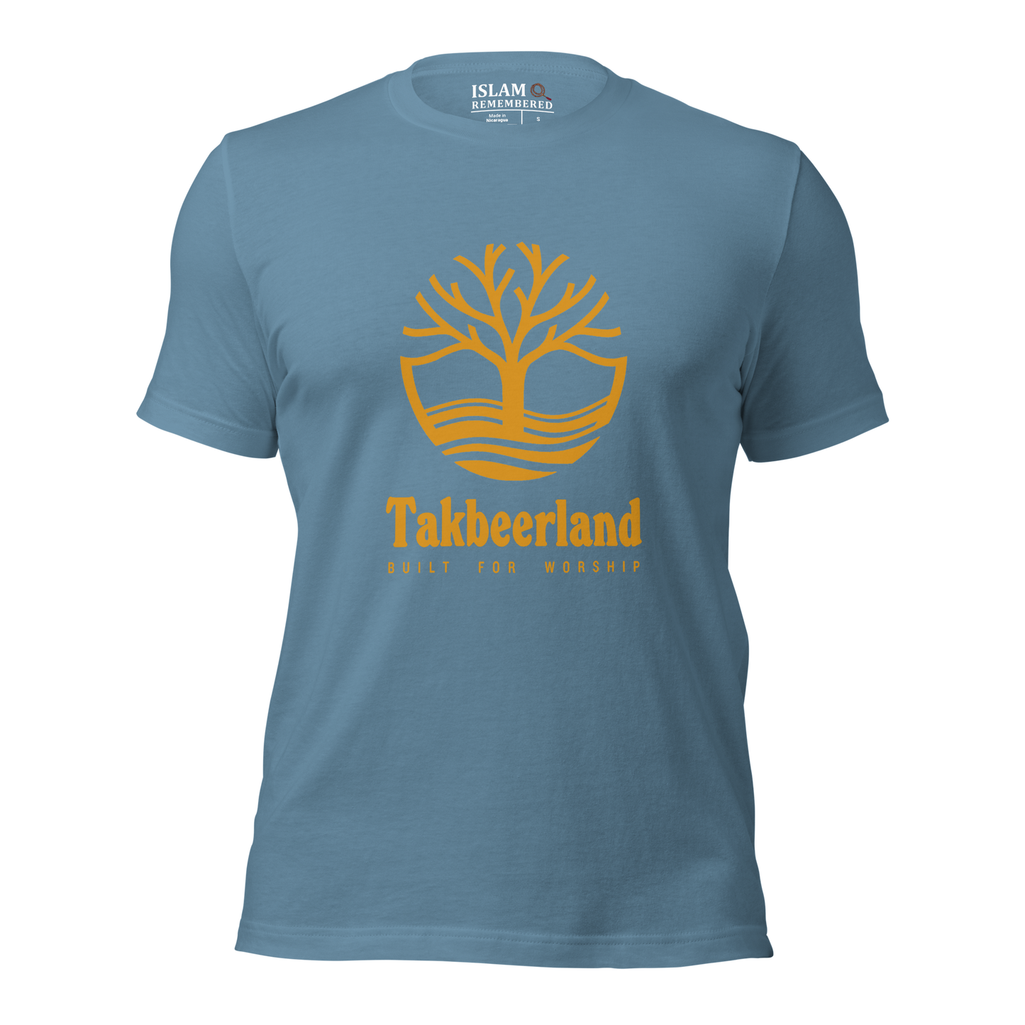 ADULT T-Shirt - TAKBEERLAND FULL LOGO (Centered/Large) - Gold