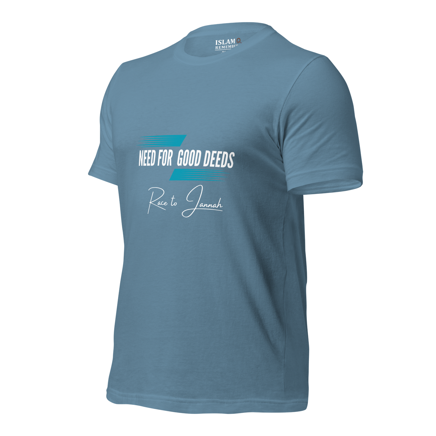 ADULT T-Shirt - NEED FOR GOOD DEEDS - White/Light Blue