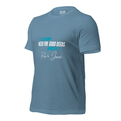 ADULT T-Shirt - NEED FOR GOOD DEEDS - White/Light Blue