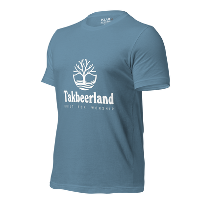 ADULT T-Shirt - TAKBEERLAND FULL LOGO (Centered/Medium) - White