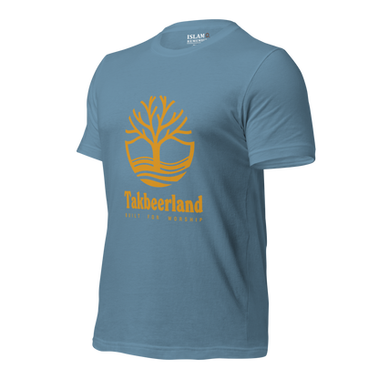 ADULT T-Shirt - TAKBEERLAND FULL LOGO (Centered/Large) - Gold