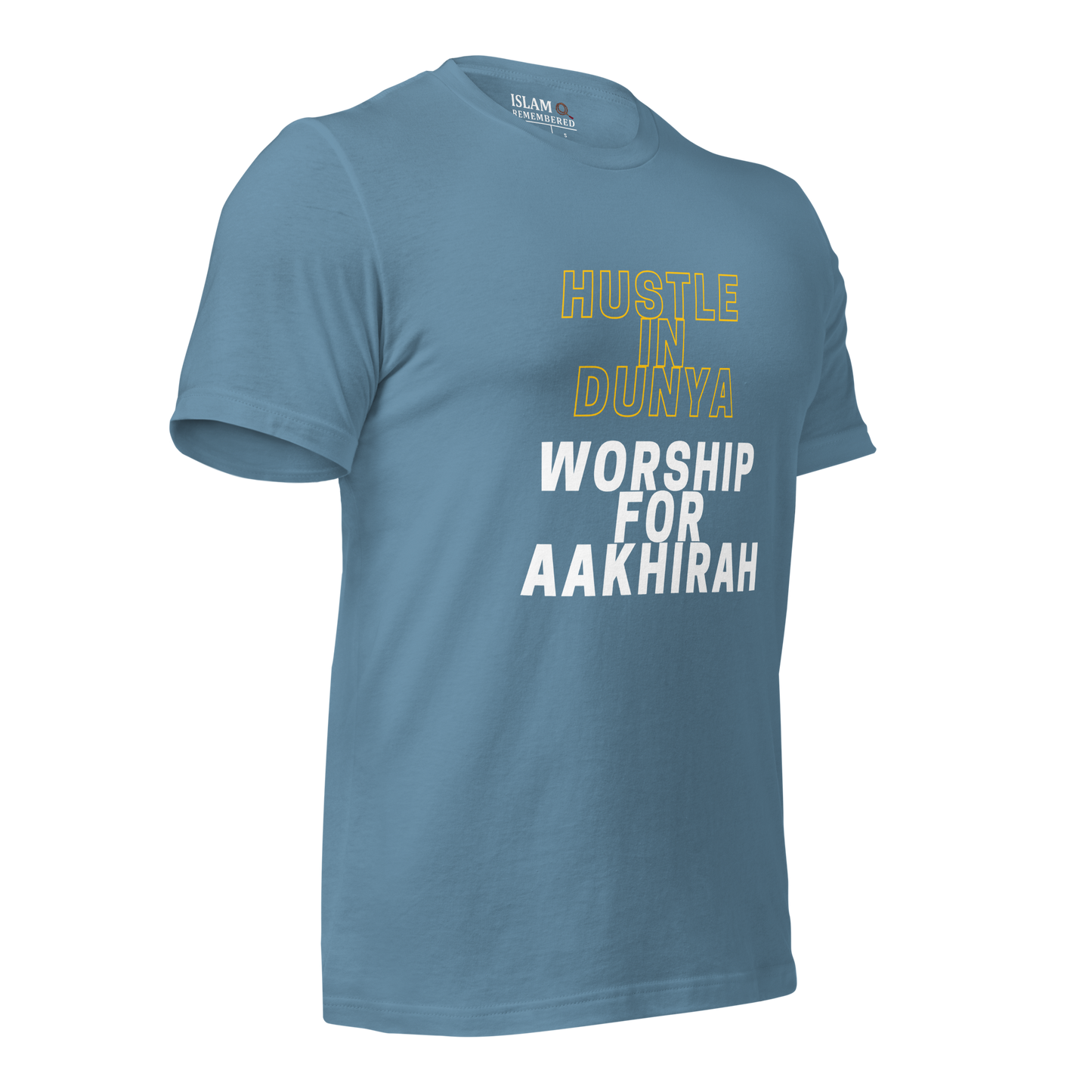 ADULT T-Shirt - HUSTLE & WORSHIP - Gold/White