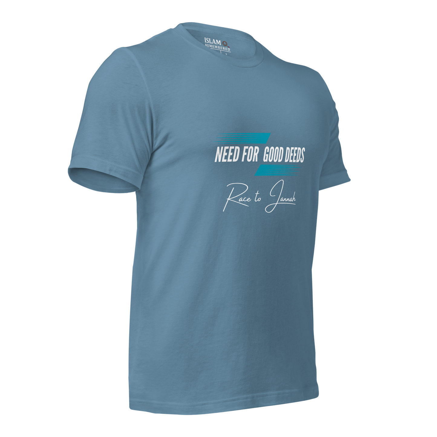 ADULT T-Shirt - NEED FOR GOOD DEEDS - White/Light Blue