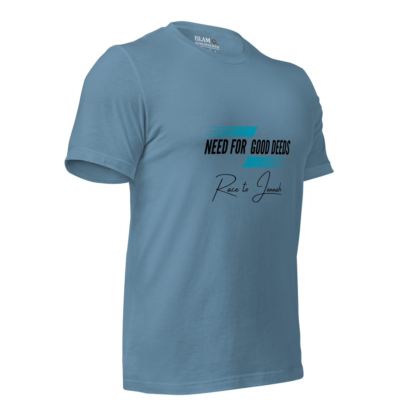 ADULT T-Shirt - NEED FOR GOOD DEEDS - Black/Light Blue