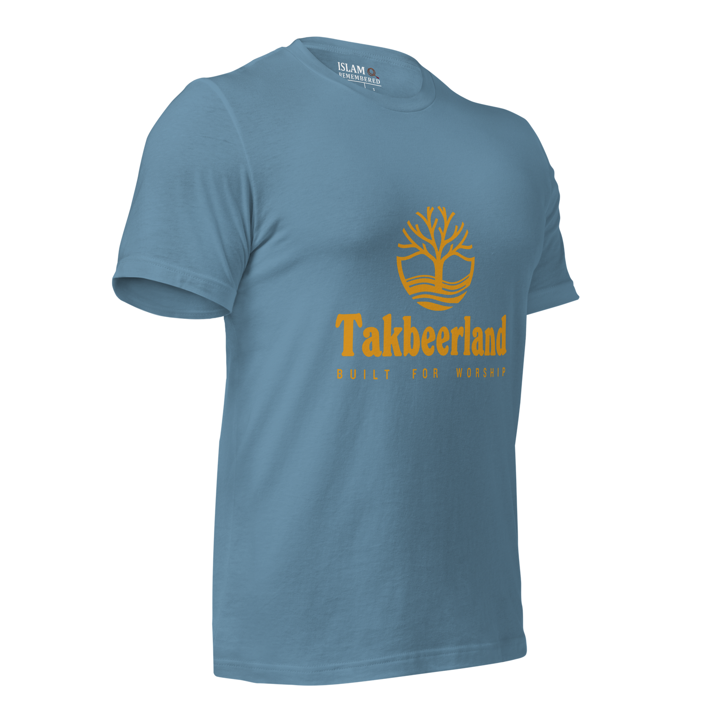 ADULT T-Shirt - TAKBEERLAND FULL LOGO (Centered/Medium) - Gold