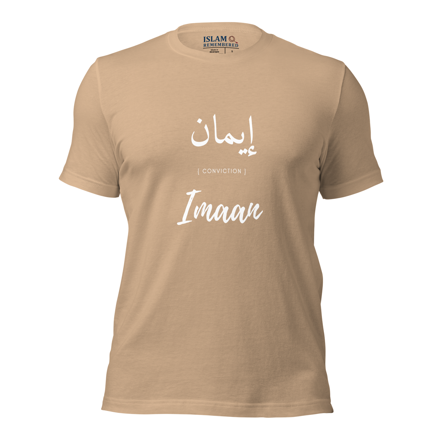 ADULT T-Shirt - IMAAN (CONVICTION) Arabic/English - White