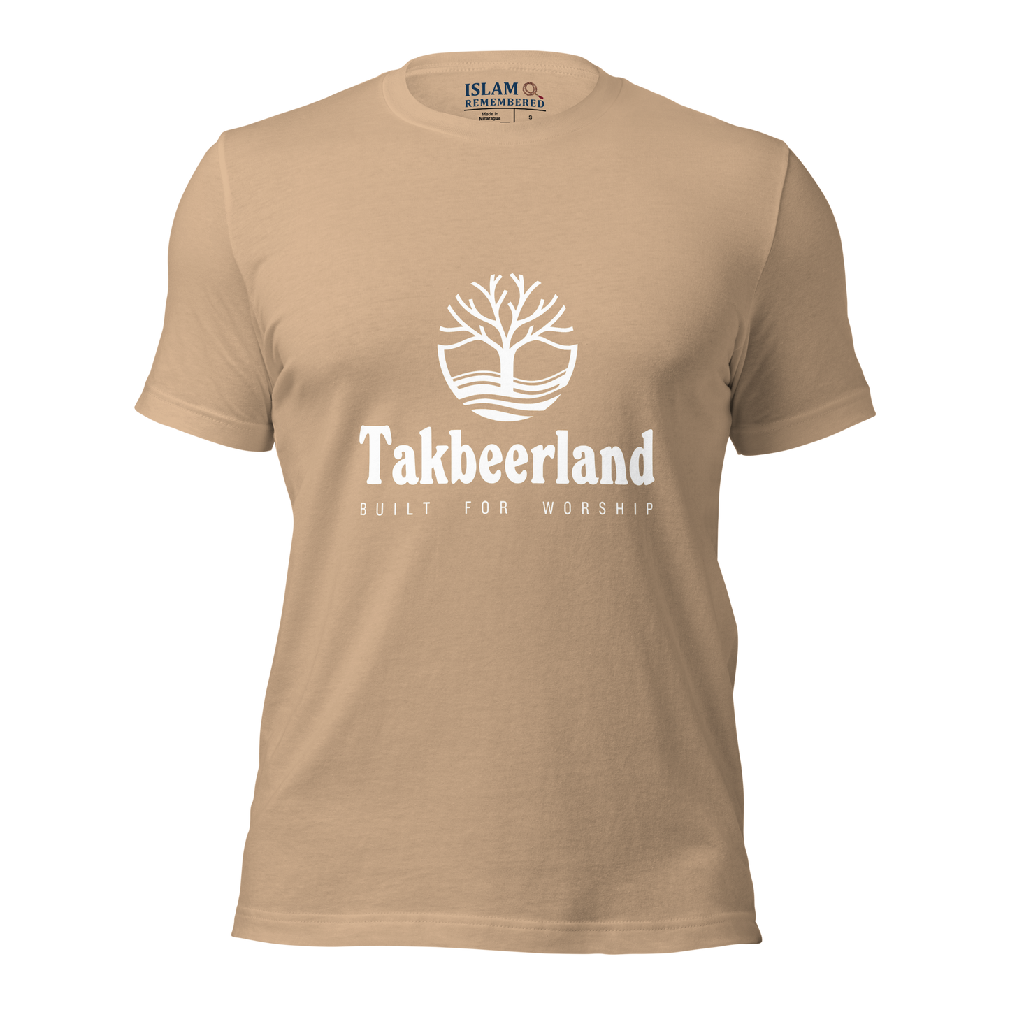 ADULT T-Shirt - TAKBEERLAND FULL LOGO (Centered/Medium) - White