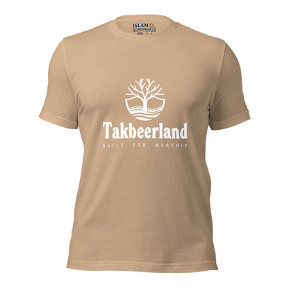 ADULT T-Shirt - TAKBEERLAND FULL LOGO (Centered/Medium) - White