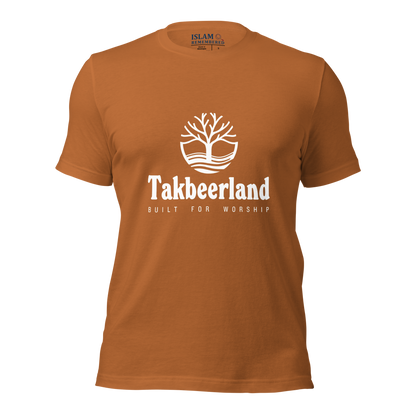 ADULT T-Shirt - TAKBEERLAND FULL LOGO (Centered/Medium) - White