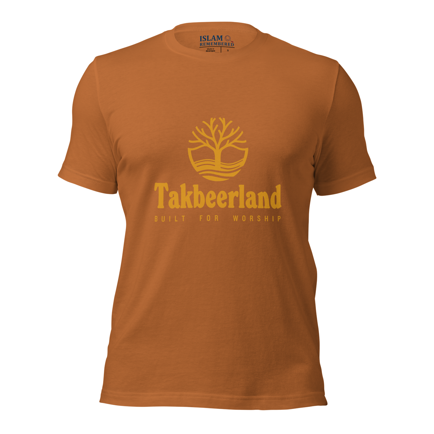 ADULT T-Shirt - TAKBEERLAND FULL LOGO (Centered/Medium) - Gold