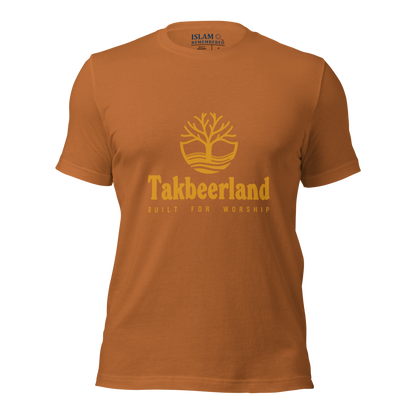 ADULT T-Shirt - TAKBEERLAND FULL LOGO (Centered/Medium) - Gold