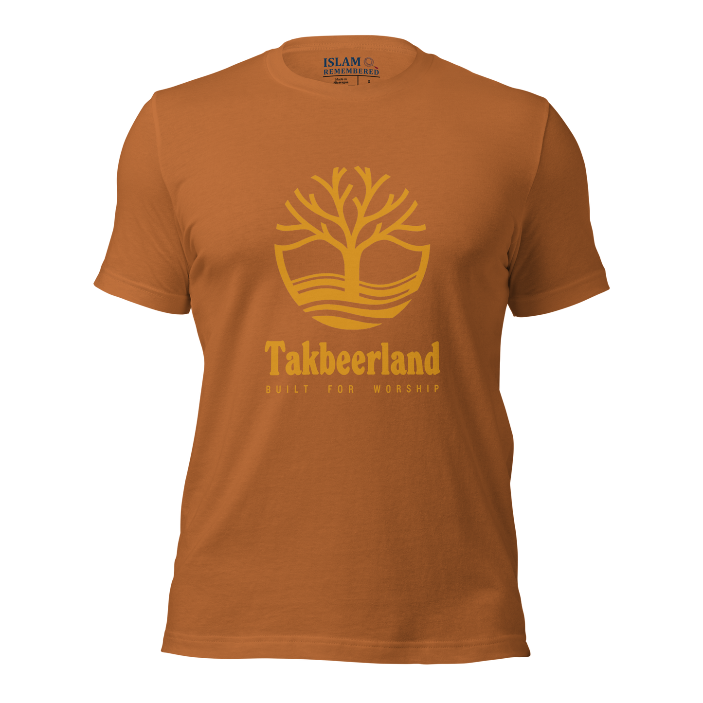 ADULT T-Shirt - TAKBEERLAND FULL LOGO (Centered/Large) - Gold