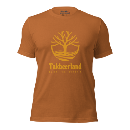 ADULT T-Shirt - TAKBEERLAND FULL LOGO (Centered/Large) - Gold