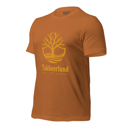 ADULT T-Shirt - TAKBEERLAND FULL LOGO (Centered/Large) - Gold