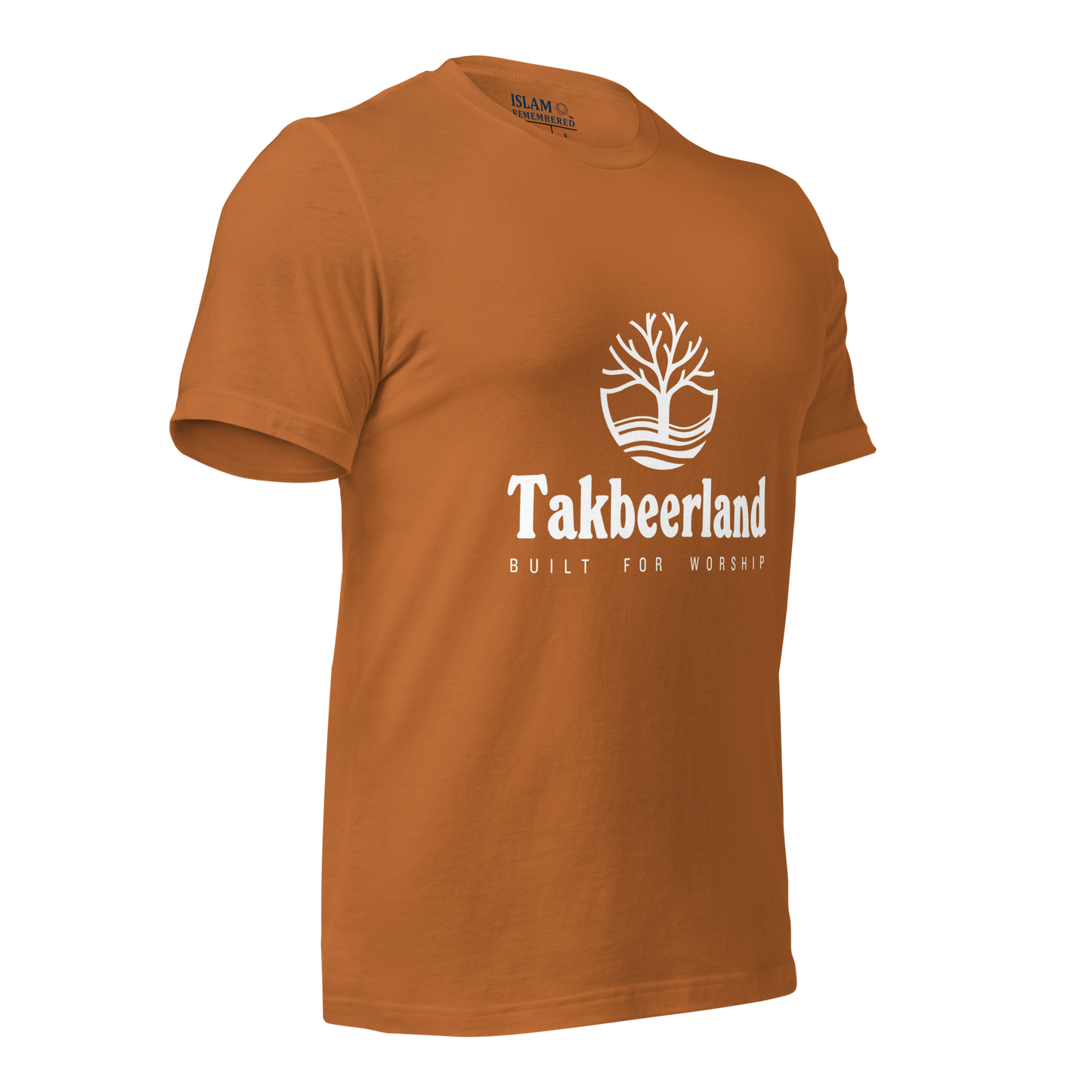 ADULT T-Shirt - TAKBEERLAND FULL LOGO (Centered/Medium) - White