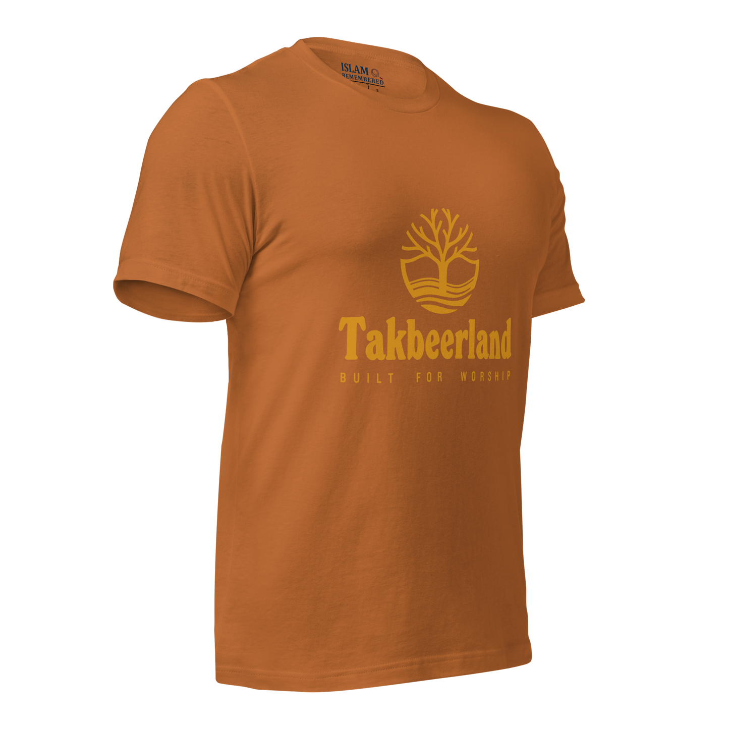 ADULT T-Shirt - TAKBEERLAND FULL LOGO (Centered/Medium) - Gold