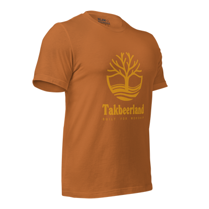 ADULT T-Shirt - TAKBEERLAND FULL LOGO (Centered/Large) - Gold