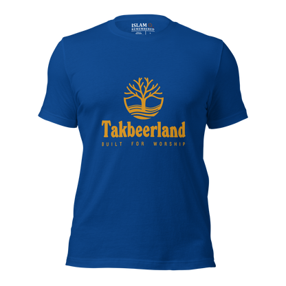 ADULT T-Shirt - TAKBEERLAND FULL LOGO (Centered/Medium) - Gold