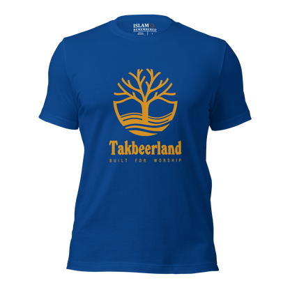 ADULT T-Shirt - TAKBEERLAND FULL LOGO (Centered/Large) - Gold