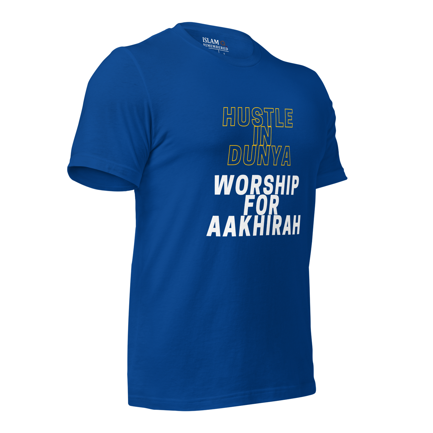 ADULT T-Shirt - HUSTLE & WORSHIP - Gold/White