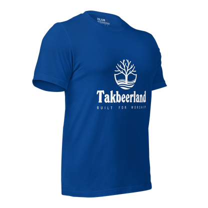 ADULT T-Shirt - TAKBEERLAND FULL LOGO (Centered/Medium) - White