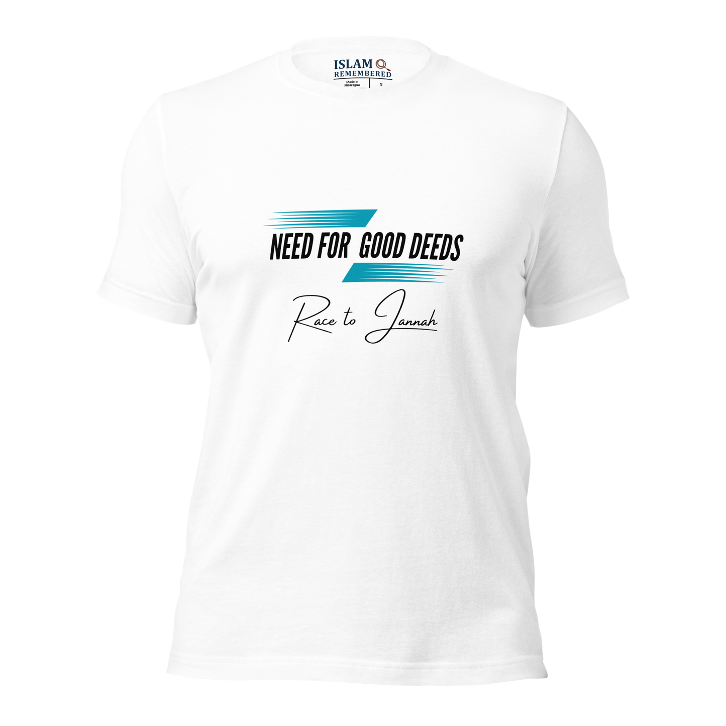 ADULT T-Shirt - NEED FOR GOOD DEEDS - Black/Light Blue