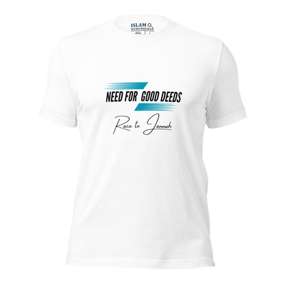 ADULT T-Shirt - NEED FOR GOOD DEEDS - Black/Light Blue