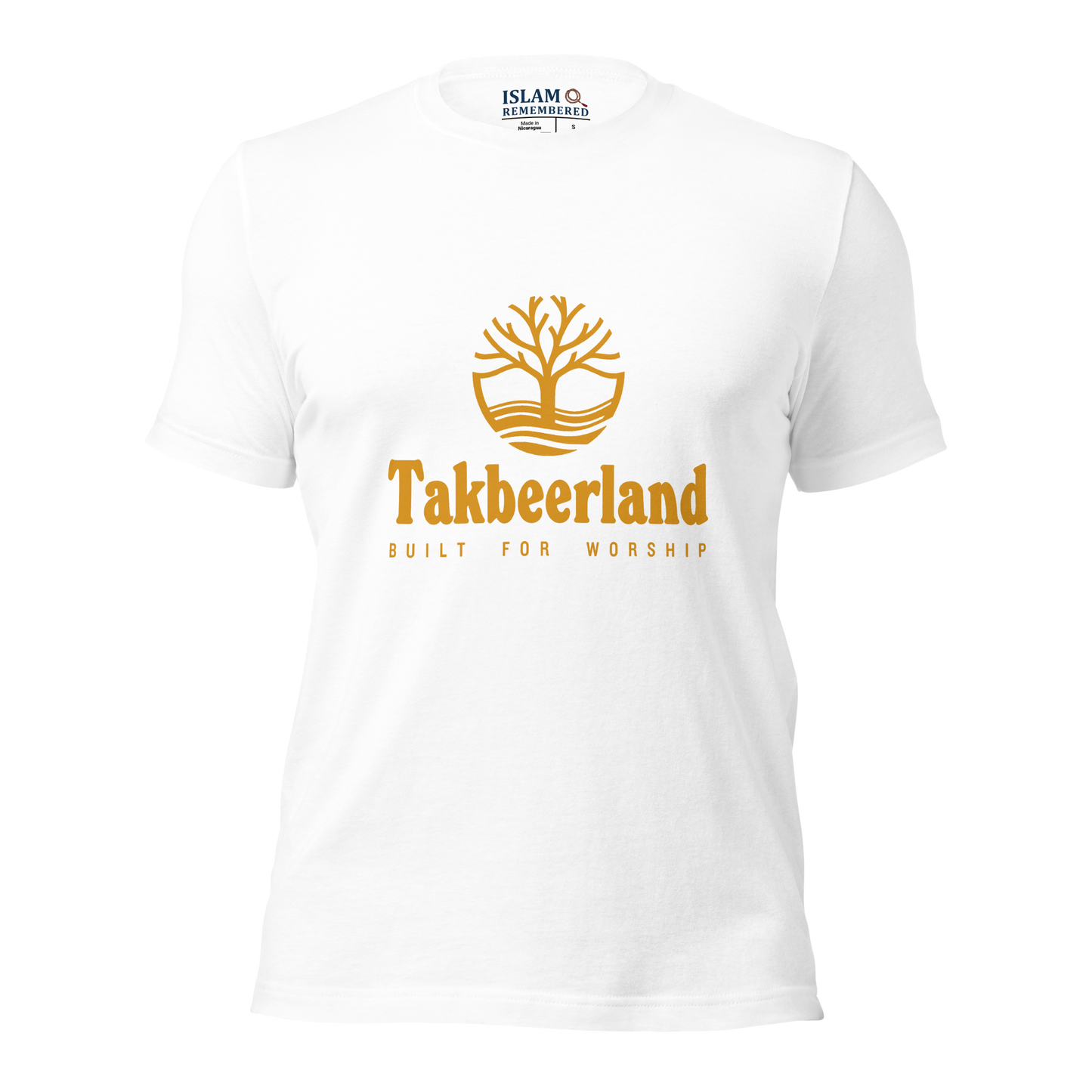 ADULT T-Shirt - TAKBEERLAND FULL LOGO (Centered/Medium) - Gold