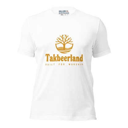 ADULT T-Shirt - TAKBEERLAND FULL LOGO (Centered/Medium) - Gold