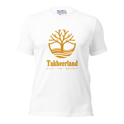 ADULT T-Shirt - TAKBEERLAND FULL LOGO (Centered/Large) - Gold