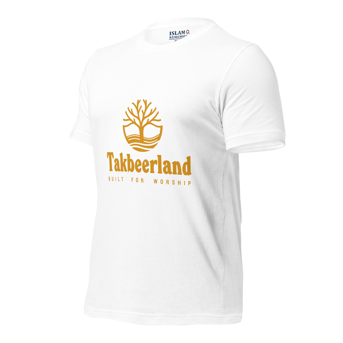 ADULT T-Shirt - TAKBEERLAND FULL LOGO (Centered/Medium) - Gold