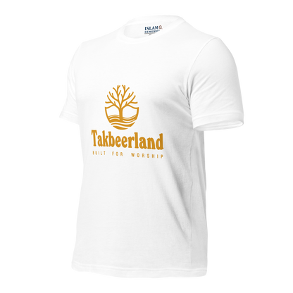 ADULT T-Shirt - TAKBEERLAND FULL LOGO (Centered/Medium) - Gold