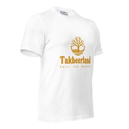 ADULT T-Shirt - TAKBEERLAND FULL LOGO (Centered/Medium) - Gold