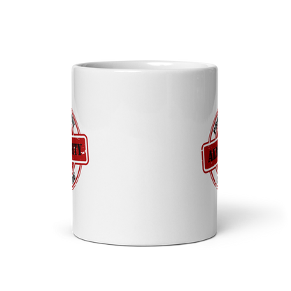 MUG Glossy White - PROPERTY OF THE ALMIGHTY - Black/Red